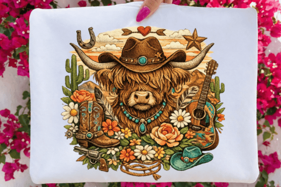 Bringing Rustic Charm to Life with a Western Cowgirl Highland Cow PNG