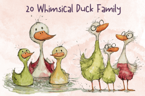 Bringing Stories to Life with a Whimsical Quirky Duck Family Clipart Set