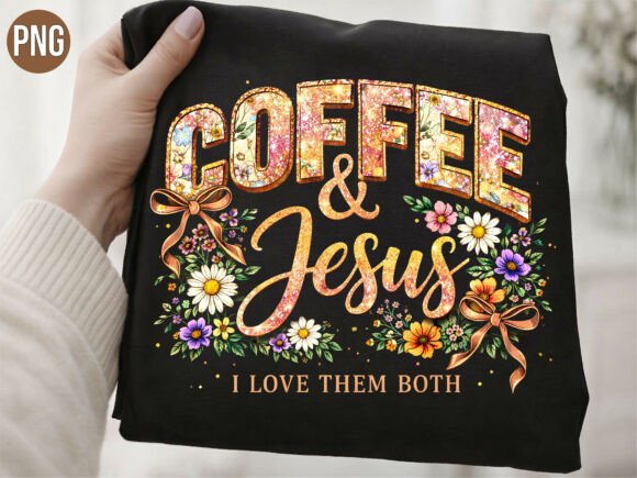 Coffee and Jesus Christian Floral PNG: A Faithful Design