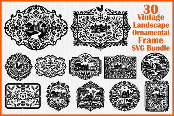 Elevate Your Designs with a Vintage Landscape Ornamental Frame Collection