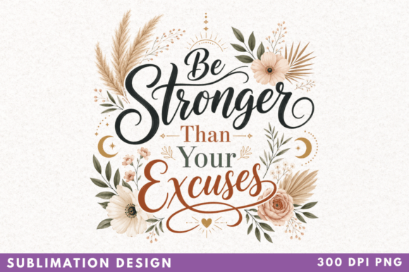 Evaluating the Be Stronger Than Your Excuses Sublimation Design for Custom Products