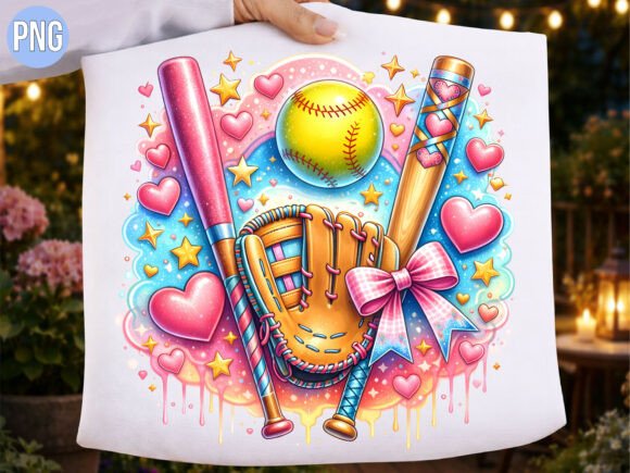 Evaluating the Cute Softball Mama Bat Glove Bow PNG for Creative Projects