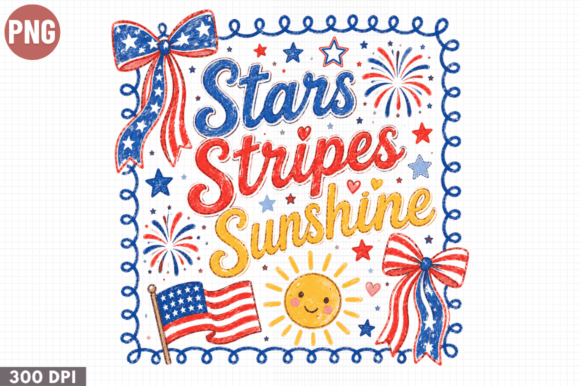 Stars Stripes Sunshine Patriotic PNG for Crafts