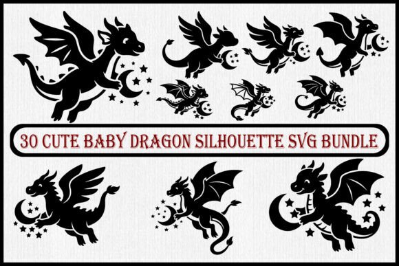Unleash Magic: 30 Cute Baby Dragon Silhouettes