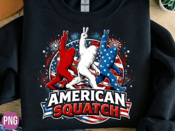 Unlock Creativity with American Squatch Bigfoot USA Flag PNG