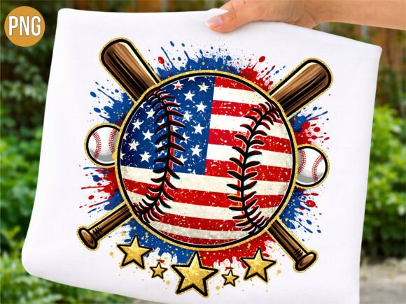 USA American Flag Baseball PNG for Pro Designs