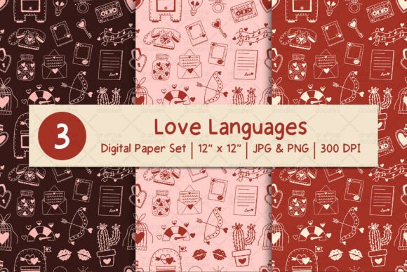 Whimsical Romance: Bringing the Love Languages Digital Paper Set to Your Creative Projects